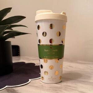 Kate Spade Polka Dot Thermal Mug - Cream and Gold